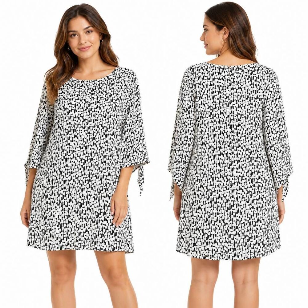 Tahari Arthur S. Levine Black White Shift Dress 6